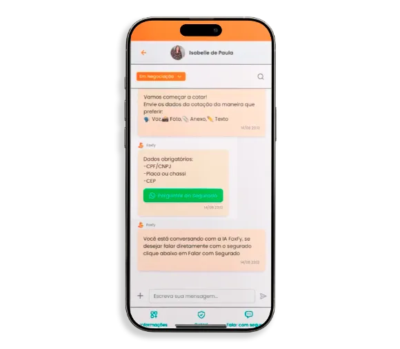 Chat de cotação Segfy Vende